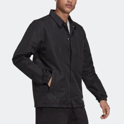 Size M- Adidas MEN'S SPORTSWEAR FUTURE ICONS COACH JACKET, BLACK.