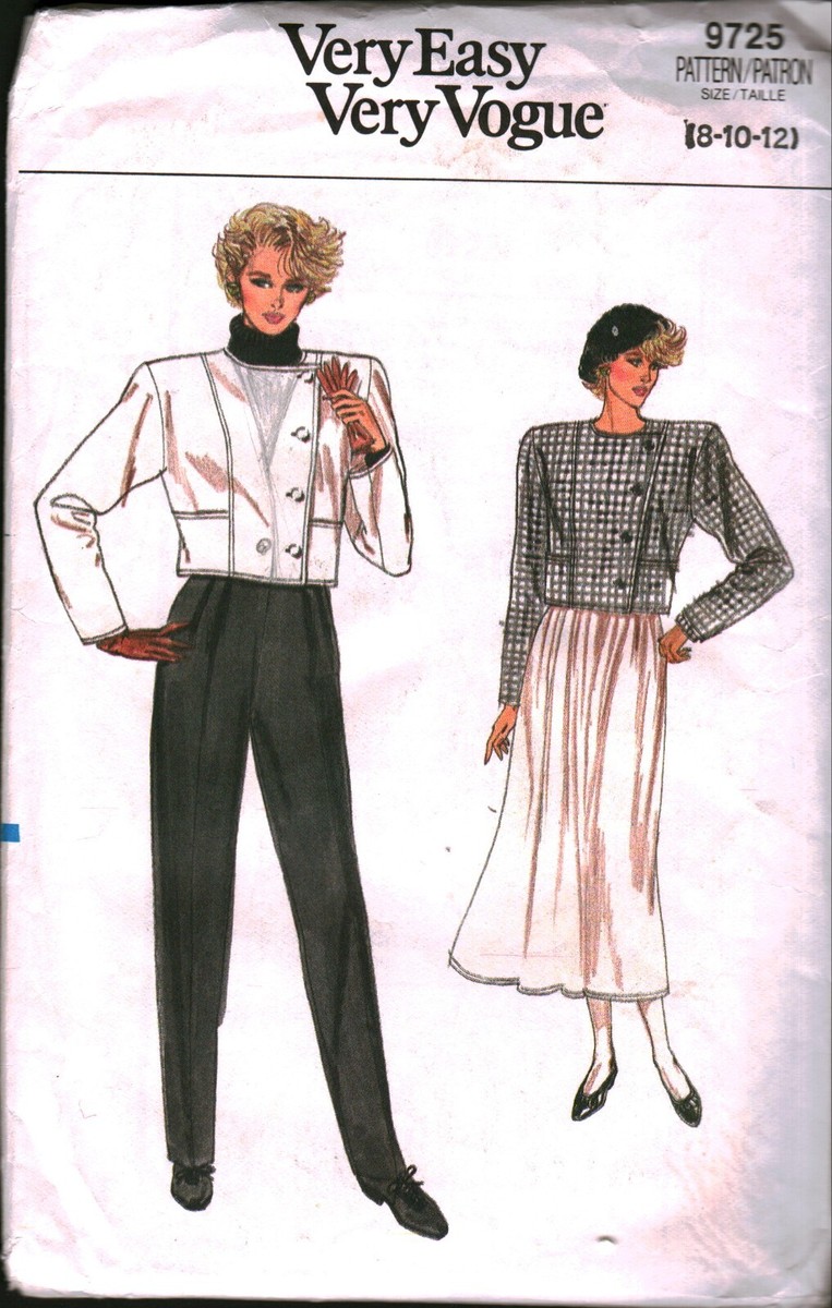 9725 Vintage Vogue Sewing Pattern Misses 1980s Loose Fitting