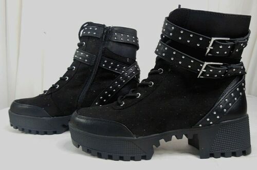London Rebel Women's Boots Black Buckle Zip Up EUR 38 - Picture 1 of 5