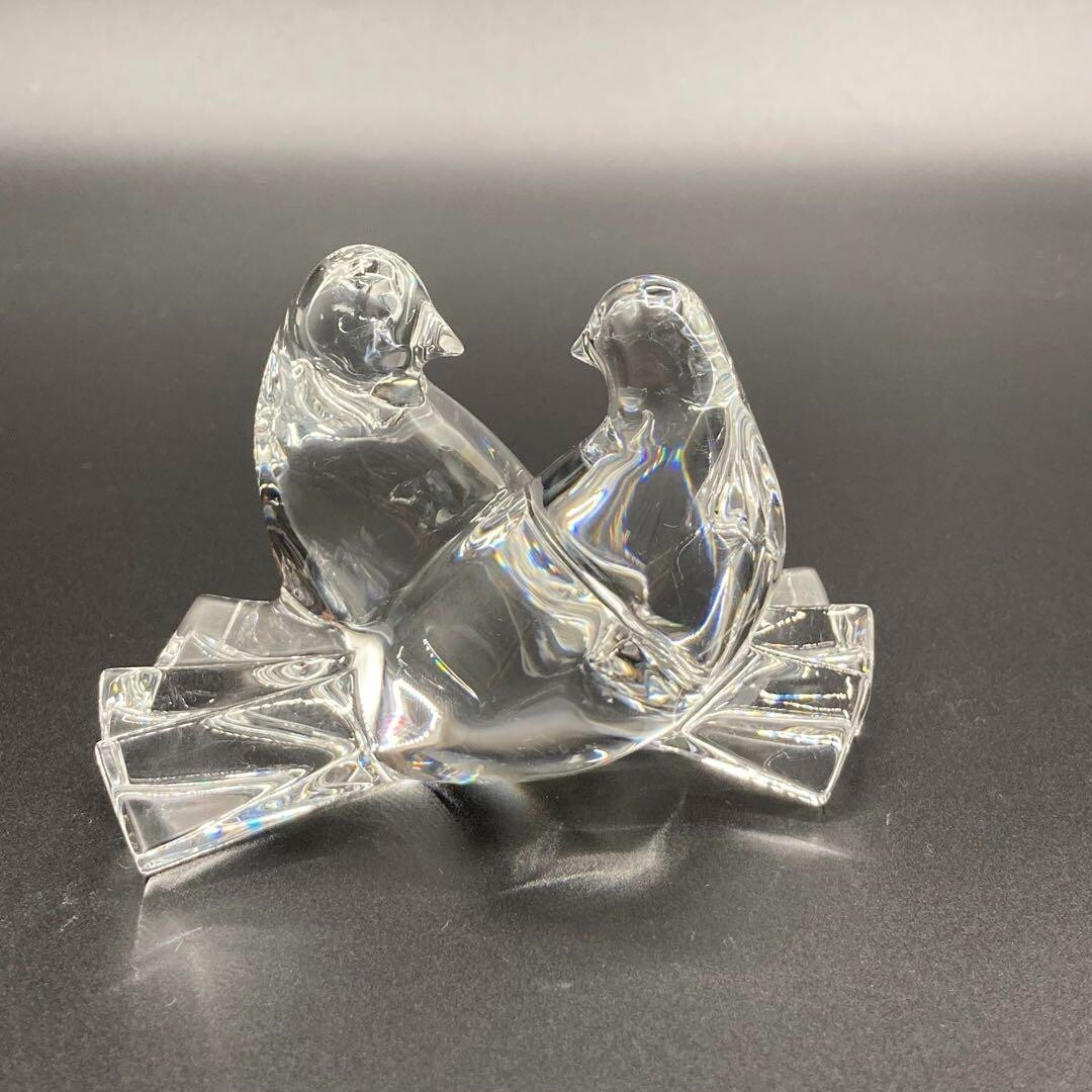Baccarat Crystal Pigeon or Bird Figurine LOVING DOVES Bird clear