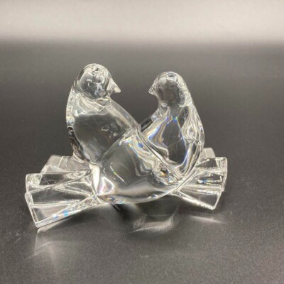 Baccarat Crystal Pigeon or Bird Figurine LOVING DOVES Bird clear