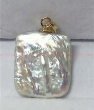 AAA 15-20mm Square Natural South Sea Baroque White Pearl Pendant 