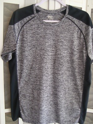 MENS 90 DEGREE ATHLETIC T-SHIRT GRAY/BLACK SIZE MEDIUM