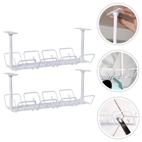 2PCS Under Table Cable Management Rack Wire Management Cable Storage Rack - Afbeelding 3 van 12