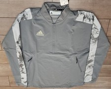  100 RARE New Adidas Mens M 1/4 Zip Long Sleeve Windbreaker Pullover Gray GG2892