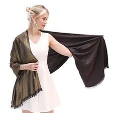 Women's Sparkling Metallic Soft Pashmina Shawls and Wraps Scarf in Solid Colors