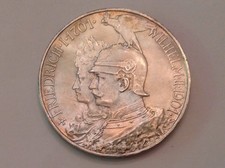 - Germany 1901 Prussia Five (5) Marks Kingdom Bicentennial Uncirculated Unc