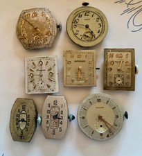 Lot of 8 Vintage Antique Watch Movements, Parts, towne, benrus, waltham, elgin…