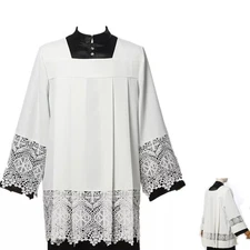 Catholic Clergy Surplice with Lace Band Mass Liturgical Priest Clergy Garments