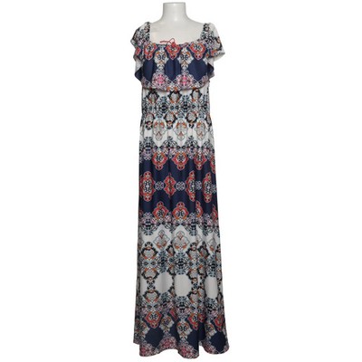 Laura Torelli Collection, Maxikleid, Größe: L, Blau/Weiß/Mehrfarbig #Cgf
