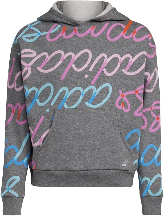 Adidas Girls Allover Print Foil Fleece Hoodie Grey 3490₽