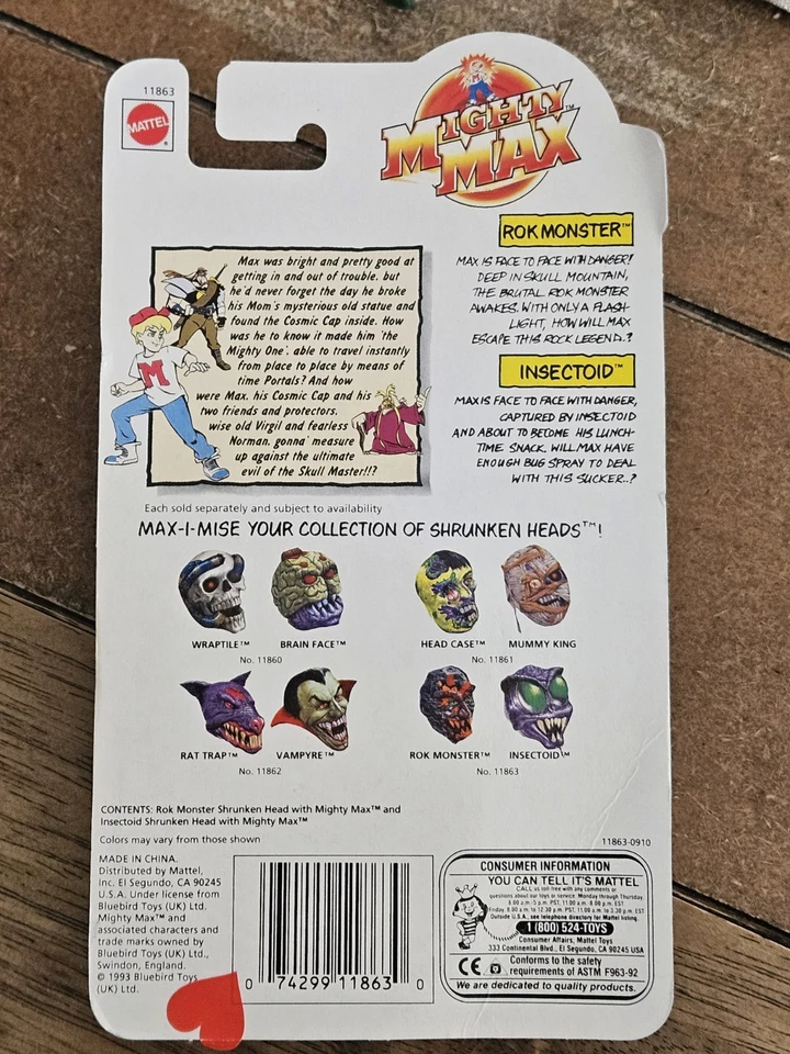 Cabezas encogidas Mighty Max 1993 nuevas/selladas - Insectoide y monstruo Rok - raras Foto 2 de 4