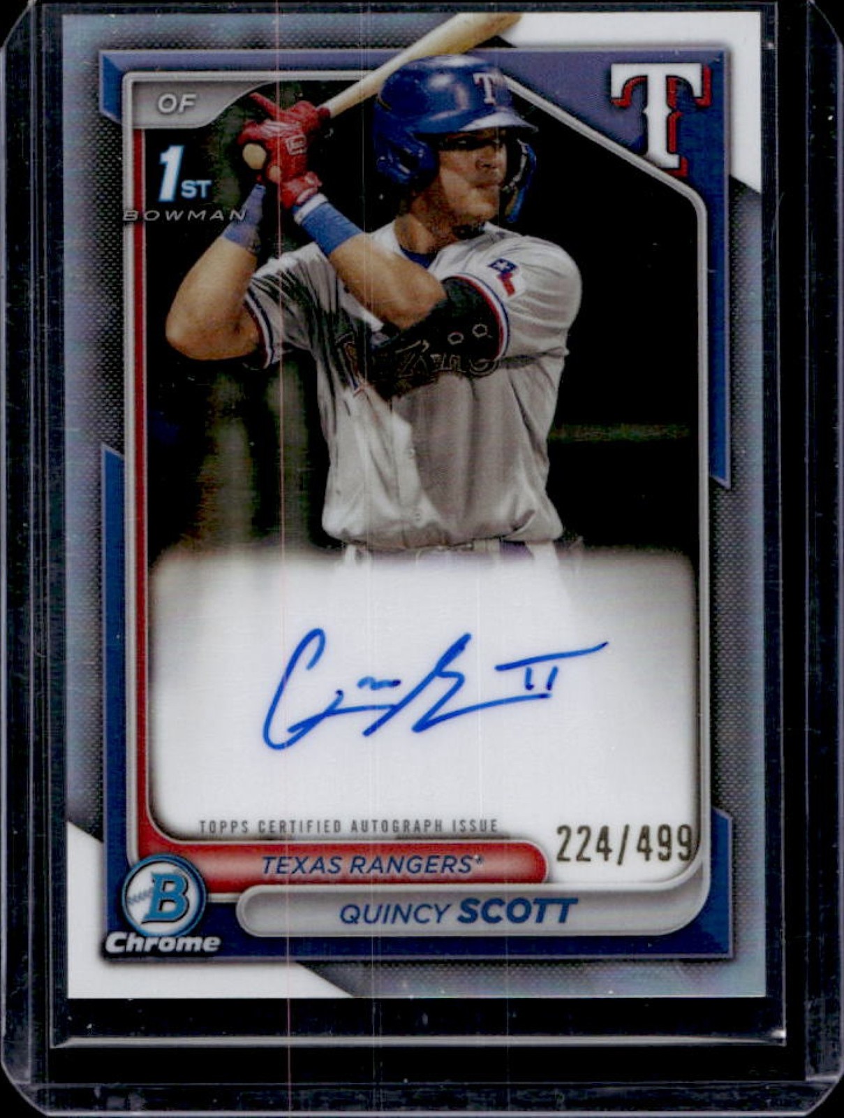 2024 Bowman Chrome Quincy Scott Auto Refractor 1st #224/499 Rangers