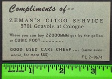 Vintage Zeman's Citgo Gas Station Service Ticket