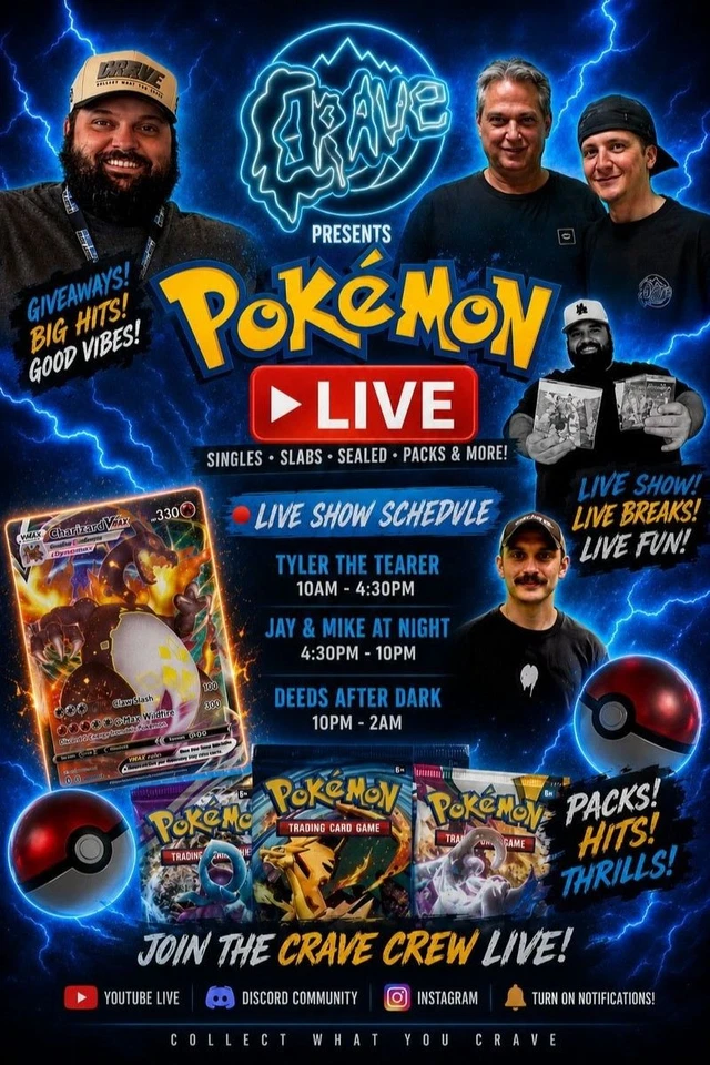 Pokemon Singles/Slabs/Sealed and more! w/Crave Crew!