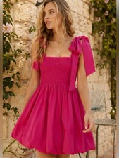 LoveShackFancy Amada Tie-Shoulder Bubble Dress in Pink Size: S