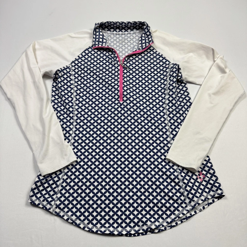 Jofit 1/4 молнии рубашка для гольфа женщин средний синий белый геометрический пуловер Athletic - Изображение 2 из 4