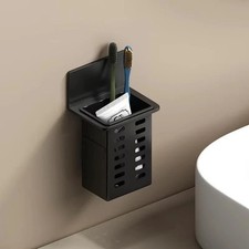 1X Wall-Mounted Toothbrush Toothpaste Holder - No-Drill Bathroom Organizer
