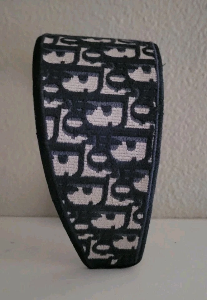 Christian DIOR Designer Women's Navy Blue Logo D-Oblique Headband Hair Accessory - Image 2 of 4