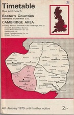 EASTERN COUNTIES BUS TIMETABLE BOOK CAMBRIDGE JAN 1970