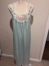 Miss Elaine Vintage NWT Light Blue w/ Lace Nylon Nightgown Cottagecore Fairycore
