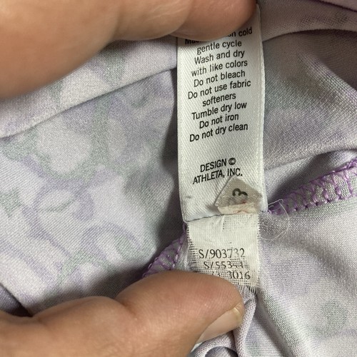 Abito Athleta donna viola stampa nettare finto avvolgente cappuccio manica MP - Foto 9 di 16