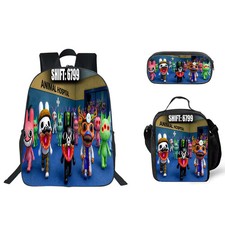 3Pcs Kids Backpack School Bag Lunch Bag Pencil Case Cartoon Animal Hospital Book