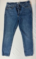 GRLFRND Denim Jeans Size 29 Blue Wash Button Fly 100% Organic Cotton Made in USA