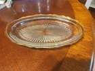 Vintage Jeanette  Starburst Pattern Gold Trim Scalloped Edge Oval Glass Tray