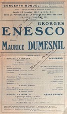 GEORGE ENESCU signed broadside MAURICE DUMESNIL Romanian violinist ENESCO