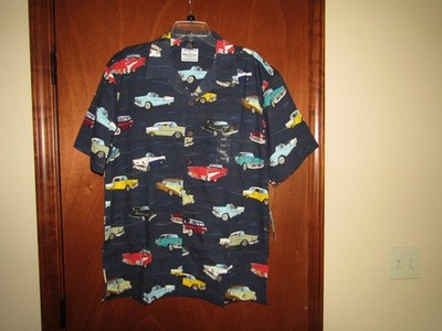 NEW DAVID CAREY ORIGINALS VINTAGE 50 CHEVY CHEVROLET BUTTON S/S MENS LARGE SHIRT