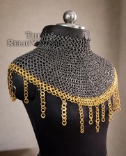 Medieval Chainmail Collar Aventail 9MM Riveted Steel LARP SCA Neck Armor