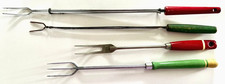 4 Vintage Camping Forks Wood Handle Made In USA Assorted Sizes A&J Trident