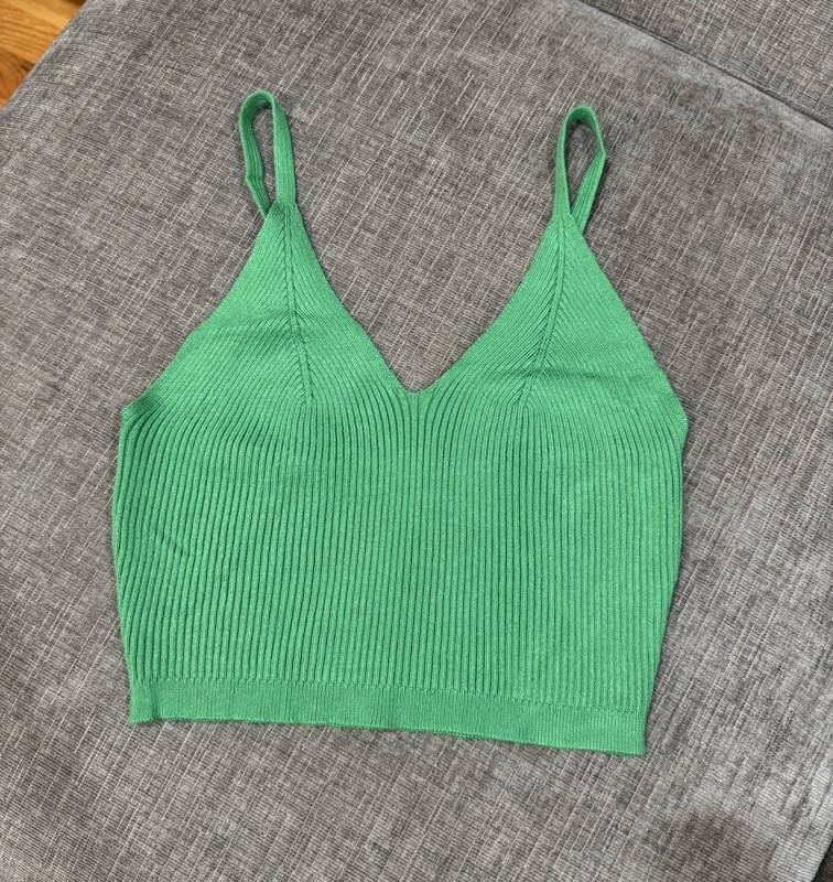 Jolie & Joy Green Knit Sweater Tank Top Cropped Cottagecore Festival Boho Small