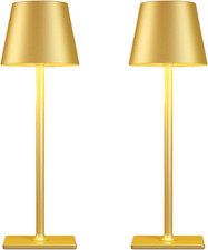 2 Pack Gold Rechargeable Table Lamps,Cordless Lamp with 6000Mah Battery Operated