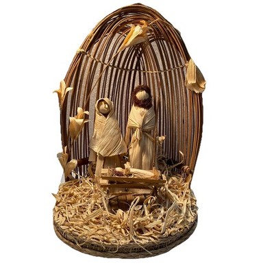 Vintage Kurt S. Adler Cornhusk Nativity Scene Handcrafted In The Philippines