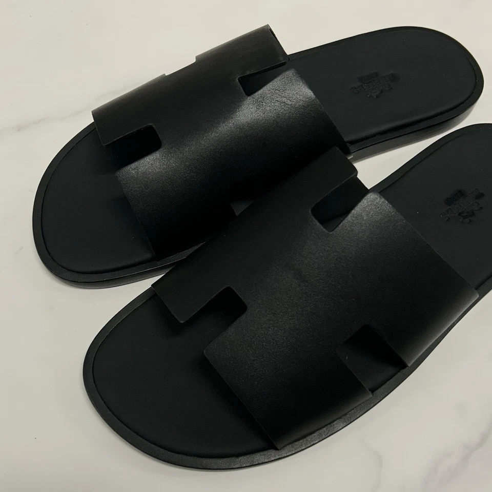 爱马仕 Izmir 凉鞋黑色黑色男式 9 码 42 露趾懒人拖鞋经典 — 第 3/4 张图片