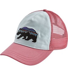 Patagonia Fitz Roy Bear Pink and Baby Blue Mesh Trucker Hat SnapBack Adjustable