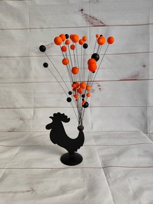 Kinetic Rooster Sculpture   Metal & Orange/Black   1970s Mid-Century Modern