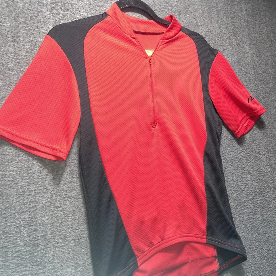 Jersey de Ciclismo Nashbar Pequeño Unisex Rojo Negro 1/2 Cremallera Bolsillos Traseros Poliéster Foto 2 de 4