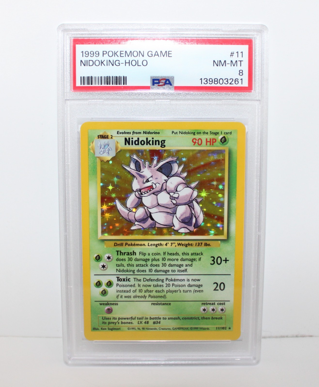 1999 Pokemon Base Set Nidoking  Holo Card #11 PSA 8 Mint - Near Mint