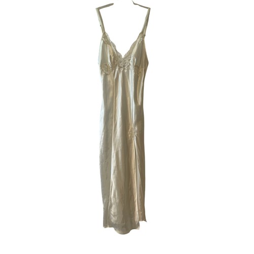 Victoria’s Secret Women's Medium Ivory Silk Midi Dress Slip Lace Sexy Wedding