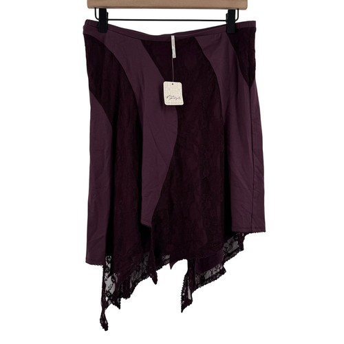 FREE PEOPLE Dreamcatcher Skirt Size Small Vintage Wine Plum Lace Asymmetric NWT