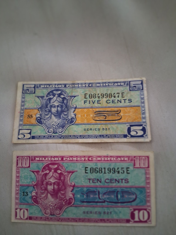 1954 US Military Payment Certificate 5c, 10c . Great Collection