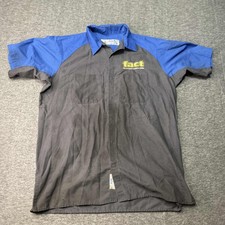 Red Kap Mens Large Ford Motors Short Sleeve Work Shirt Blue Casual Durable