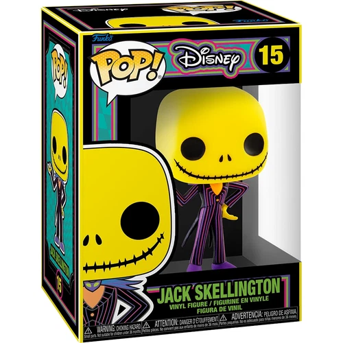 Funko POP! TNBC JACK SKELLINGTON #15 Disney BLACKLIGHT NEW +Protector Near Mint