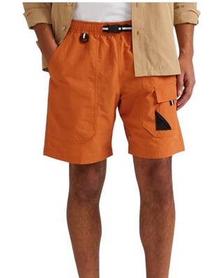 Eddie Bauer Floatilla Shorts Mens Medium Orange Cargo Utility Hiking NWT Belted