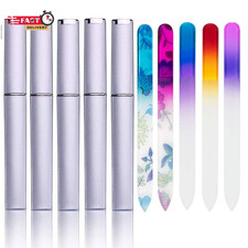 5 Pack Glass Nail Files with Case Crystal Glass Fingernail Files Double Sided Gl
