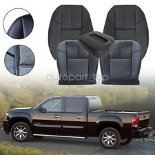 Fits 2007-2014 Gmc Sierra Front Both Side Leather Seat Coverarmrest Cover Black