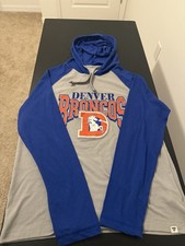 Denver Broncos Mens Large Fanatics Retro Logo Graphic DrawString Hoodie read